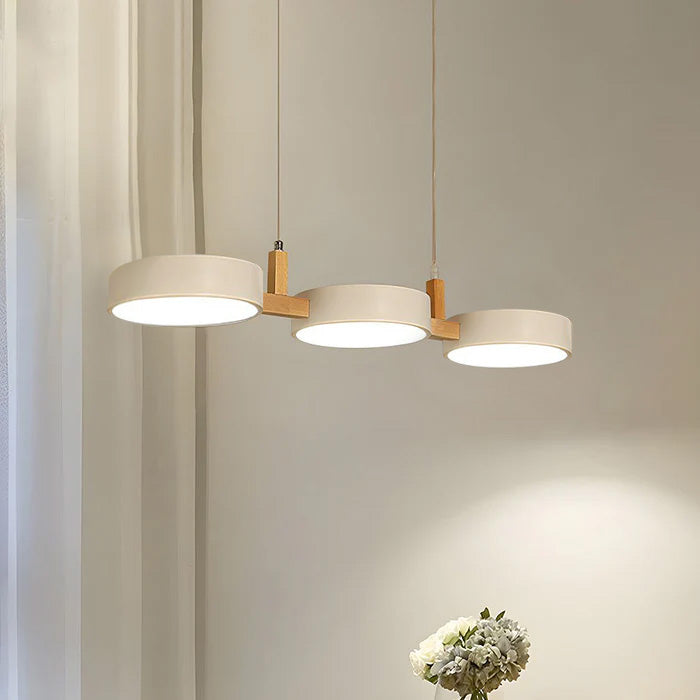 Linear Pendant Light Fixture – Modern Multi-Light LED Ceiling Light with Wood Accents