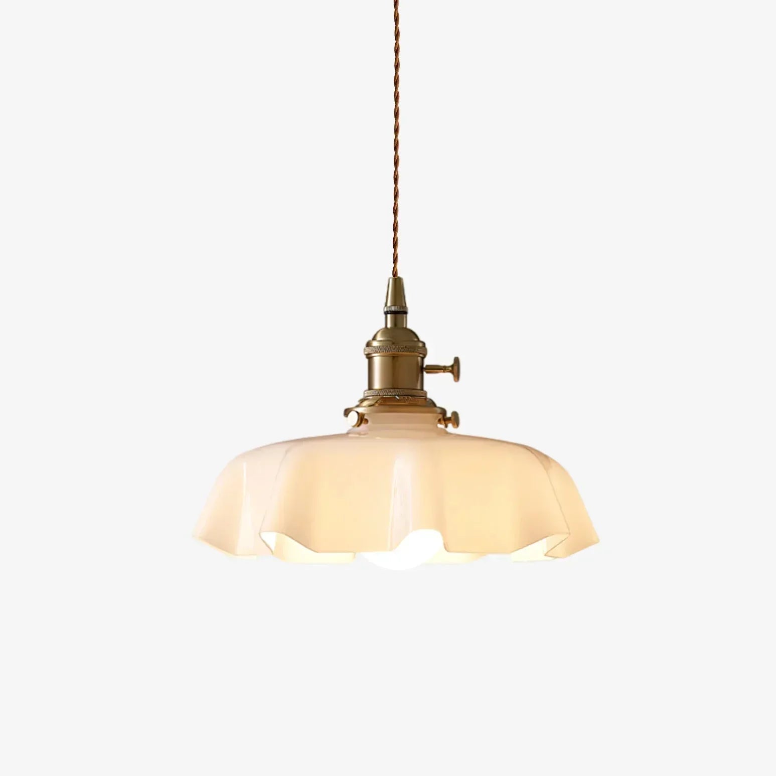 Glass Pendant Light Fixture – French Scalloped Cream Pendant Light