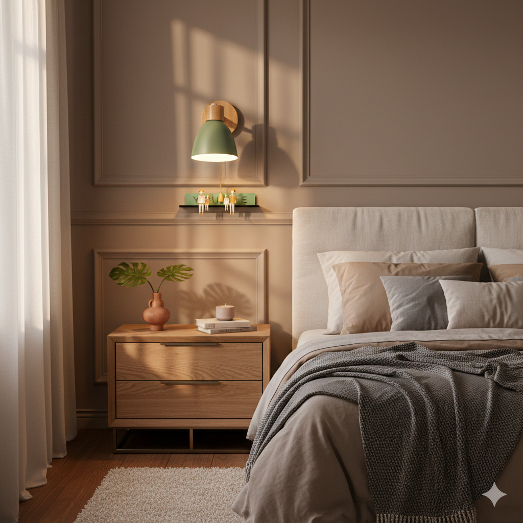 Wall Sconce Light Fixture – Modern Wood Cone Wall Light