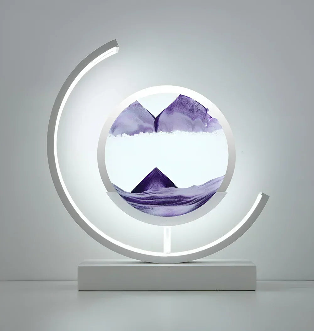 LED Table Lamp – Rechargeable Sand Art Desk Lamp with Circular Frame