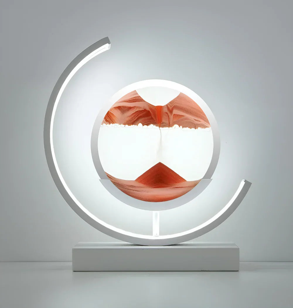 LED Table Lamp – Rechargeable Sand Art Desk Lamp with Circular Frame