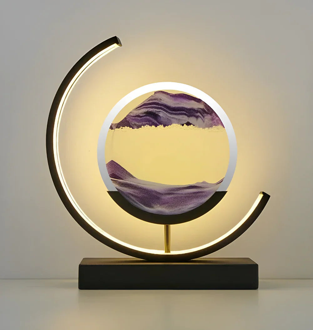 LED Table Lamp – Rechargeable Sand Art Desk Lamp with Circular Frame