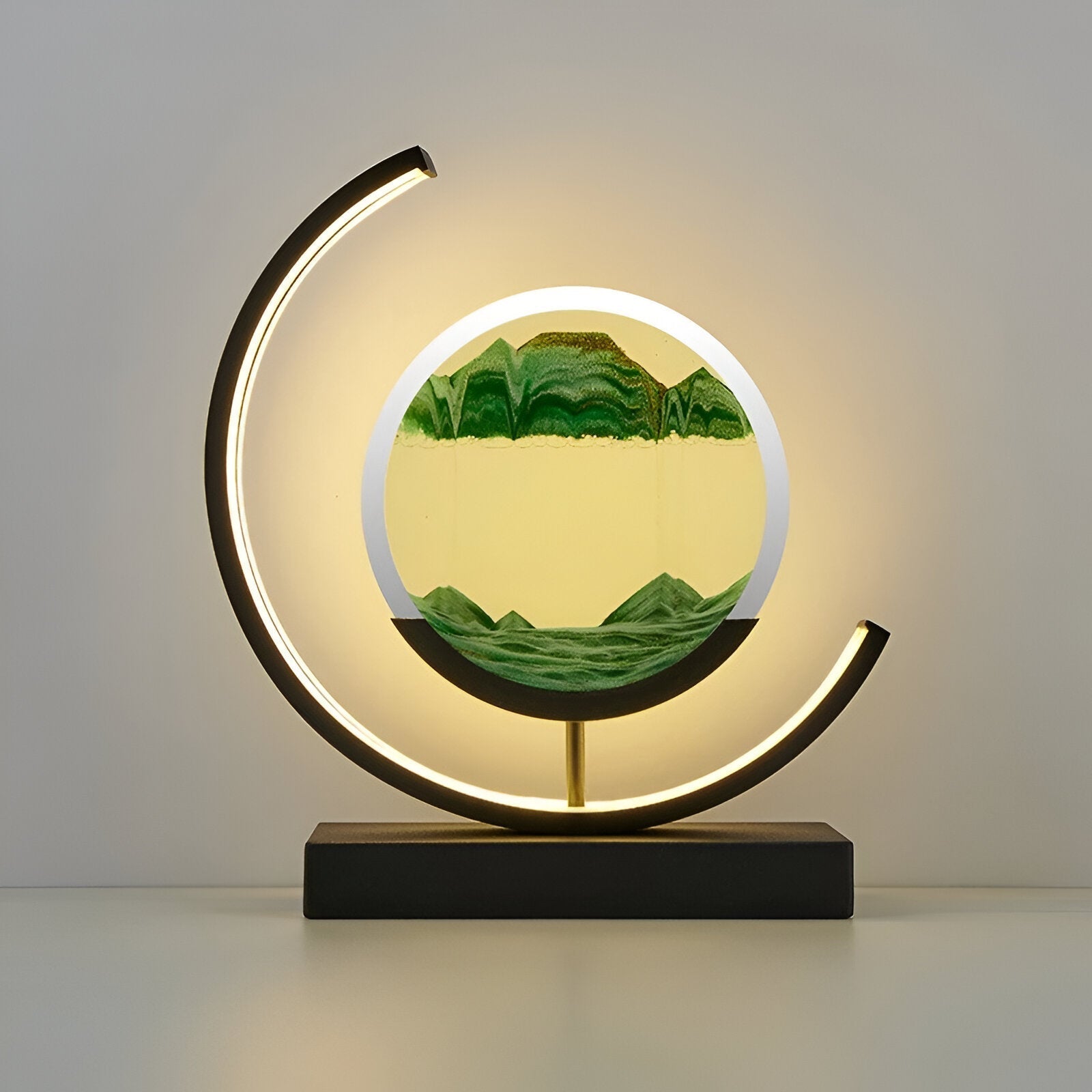 LED Table Lamp – Rechargeable Sand Art Desk Lamp with Circular Frame