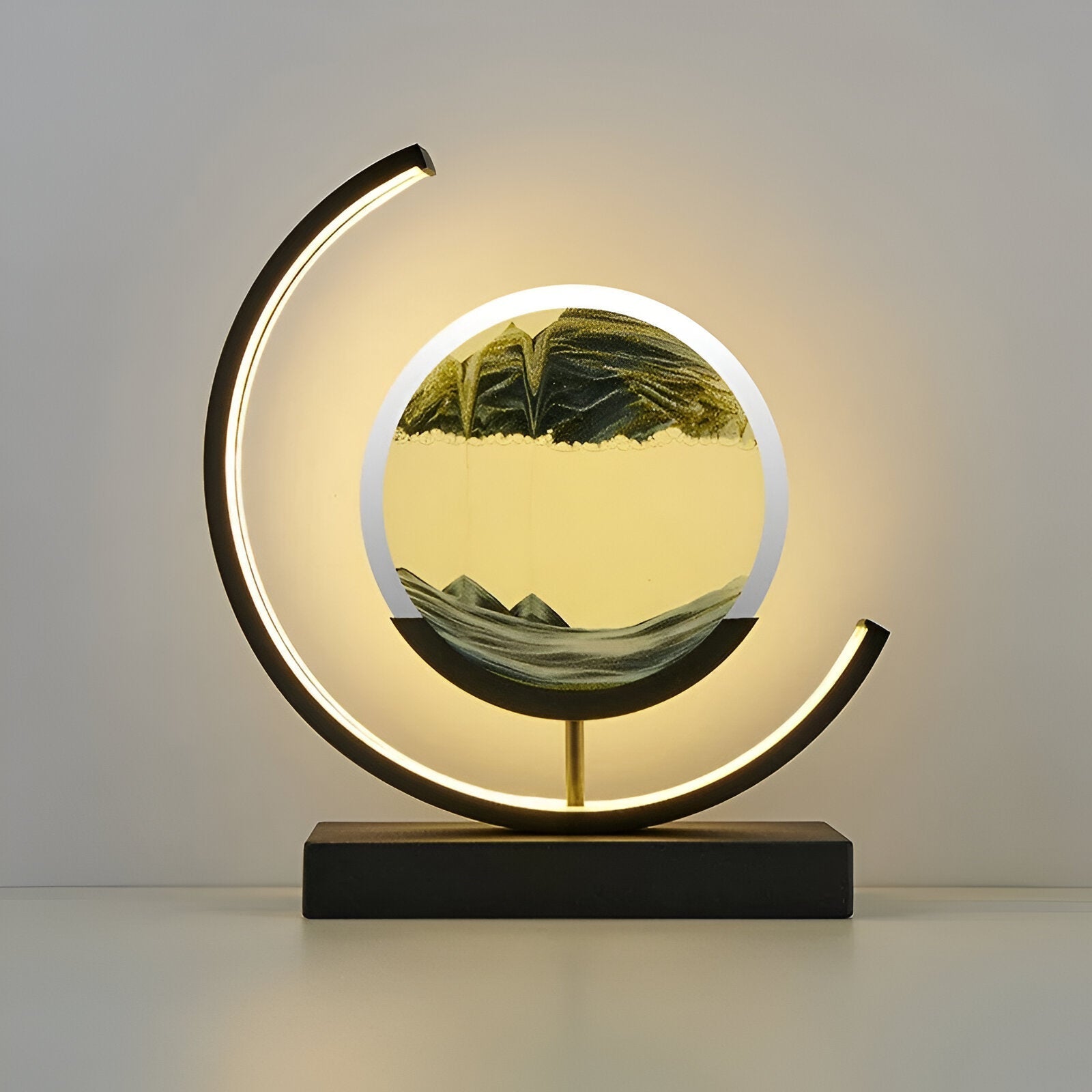 LED Table Lamp – Rechargeable Sand Art Desk Lamp with Circular Frame