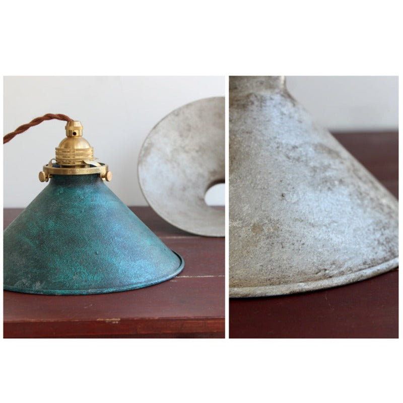 Vintage Pendant Light Fixture – Rustic Metal Cone Hanging Ceiling Light