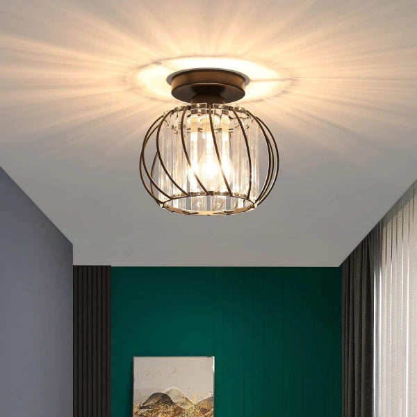 Semi-Flush Mount Ceiling Light Fixture – Modern Black Glass Ceiling Light