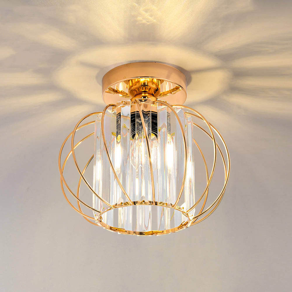 Semi-Flush Mount Ceiling Light Fixture – Modern Black Glass Ceiling Light