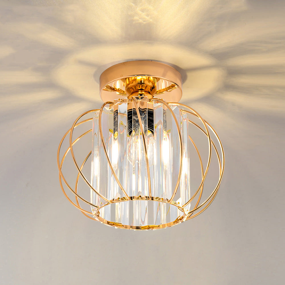 Semi-Flush Mount Ceiling Light Fixture – Modern Black Glass Ceiling Light