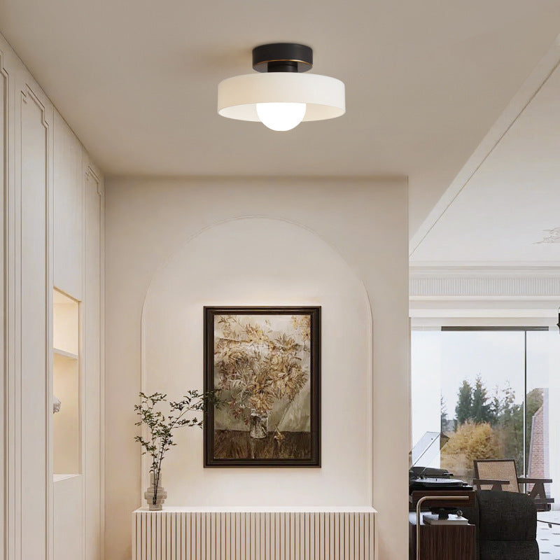 Modern Semi-Flush Mount Ceiling Light Fixture – Bauhaus Round Glass Ceiling Light