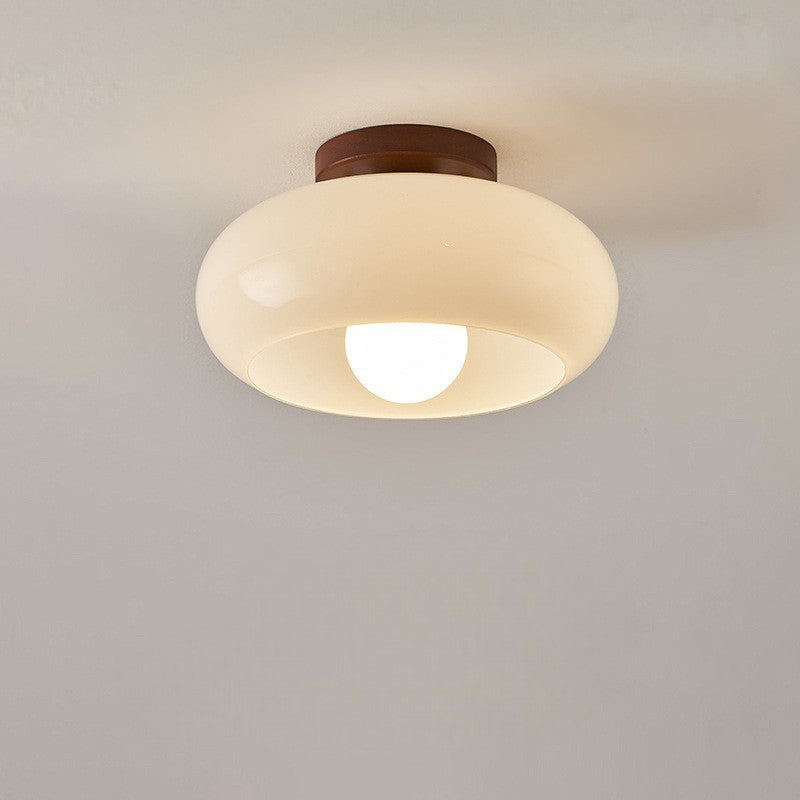 Modern Bauhaus Glass Flush Mount Ceiling Light Fixture – Round Cream Ceiling Light