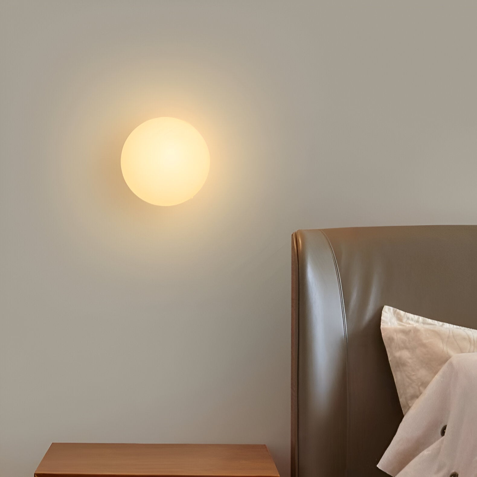 Glass Wall Sconce Light Fixture – Modern Round LED Sconce