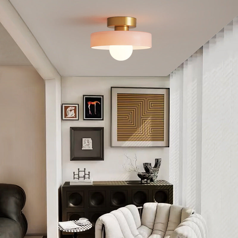 Modern Semi-Flush Mount Ceiling Light Fixture – Bauhaus Round Glass Ceiling Light