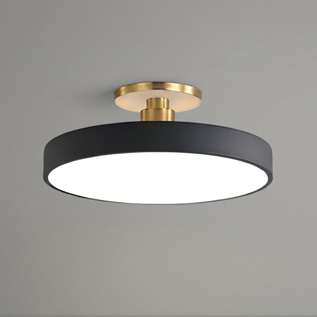 Modern LED Semi-Flush Mount Ceiling Light Fixture – Black Round Ceiling Light