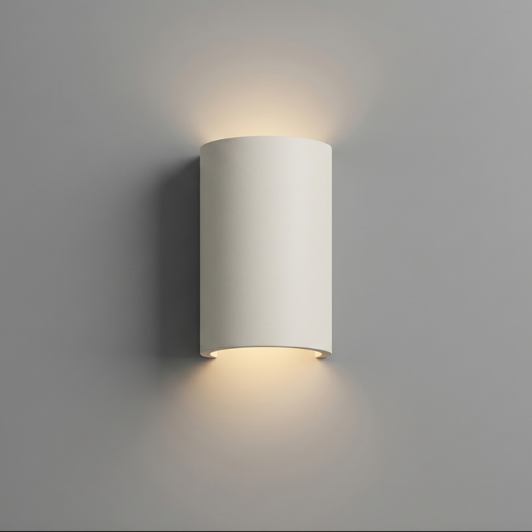 Wall Sconce Light Fixture – Modern Up and Down Wall Sconce in Paintable Plaster
