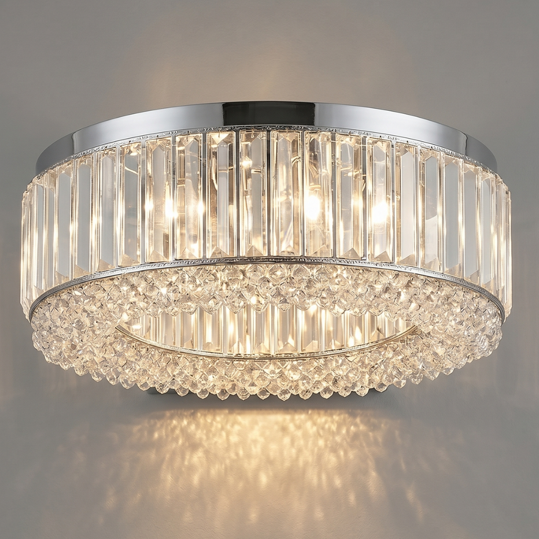 Small Crystal Flush Mount Ceiling Light Fixture – Modern Chrome Ceiling Light