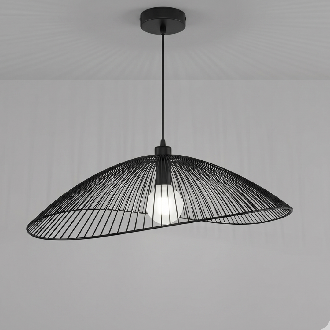 Black Wire Pendant Light Fixture – Modern Dome Ceiling Light