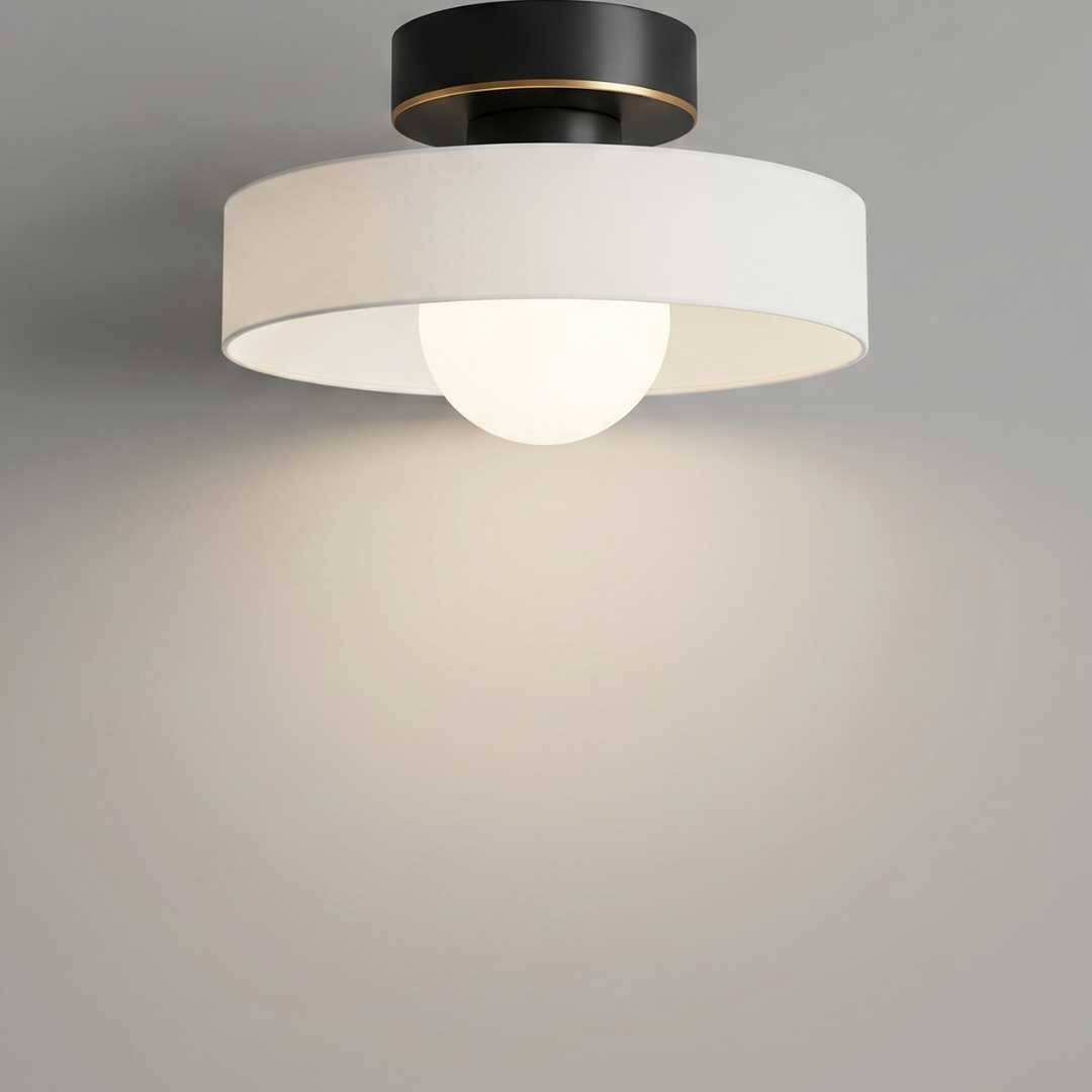 Modern Semi-Flush Mount Ceiling Light Fixture – Bauhaus Round Glass Ceiling Light