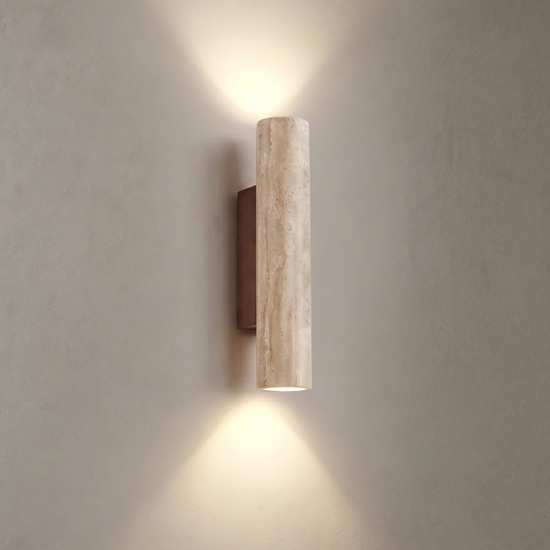 Travertine Wall Sconce Light Fixture – Modern Up and Down Stone Wall Light