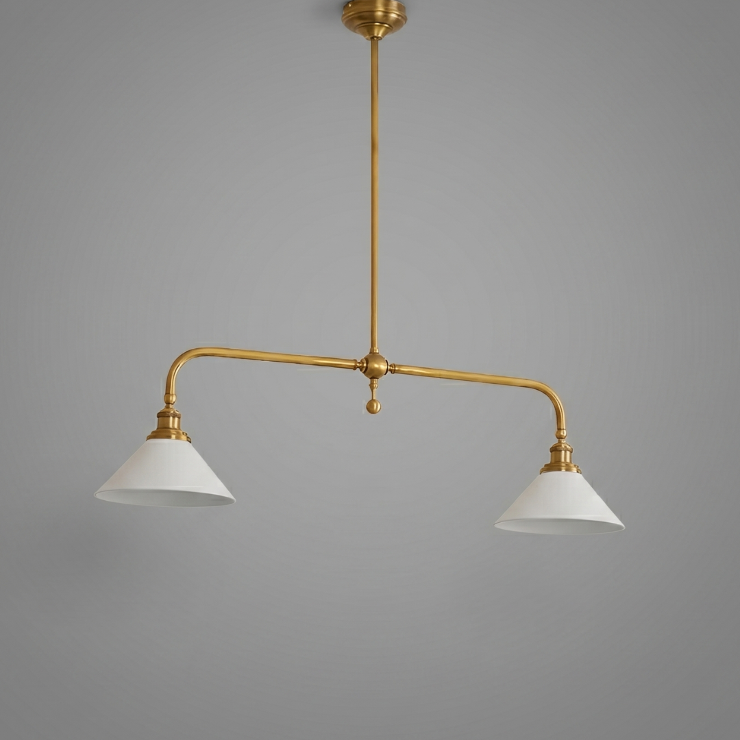 Vintage 2-Light Kitchen Island Pendant Light – Brass Linear Ceiling Light