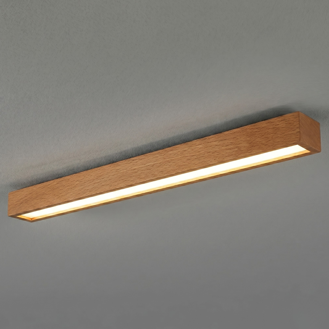 LED Vanity Light Fixture – Modern Linear Wood Mirror Wall Light