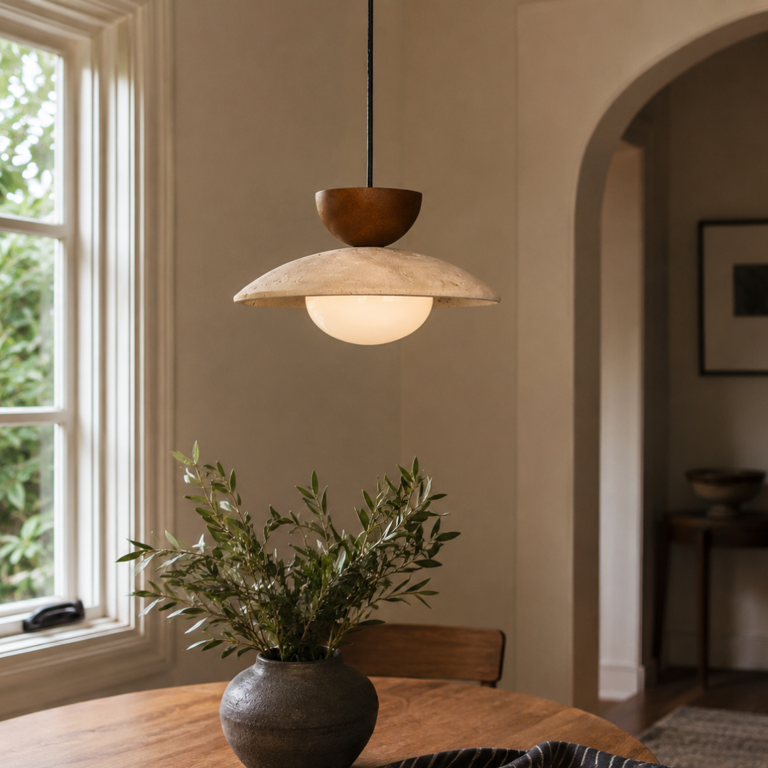 Travertine Pendant Light – Modern Stone Hanging Ceiling Light