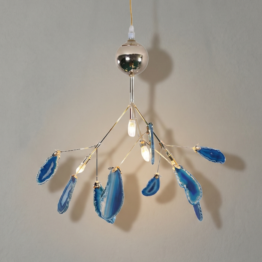 Colorful Agate Chandelier Light Fixture – Modern Branch Ceiling Light