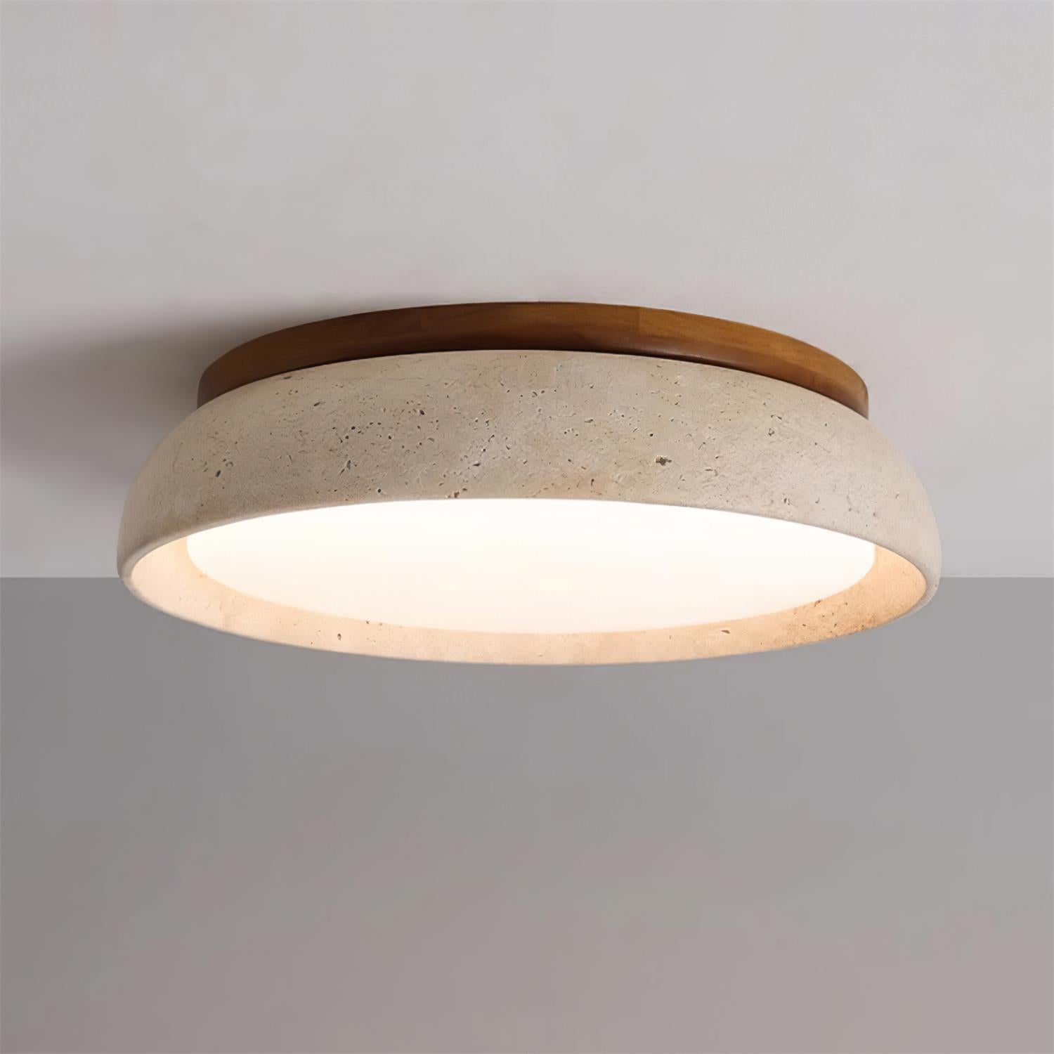 Travertine Flush Mount Ceiling Light Fixture – Modern Stone Ceiling Light