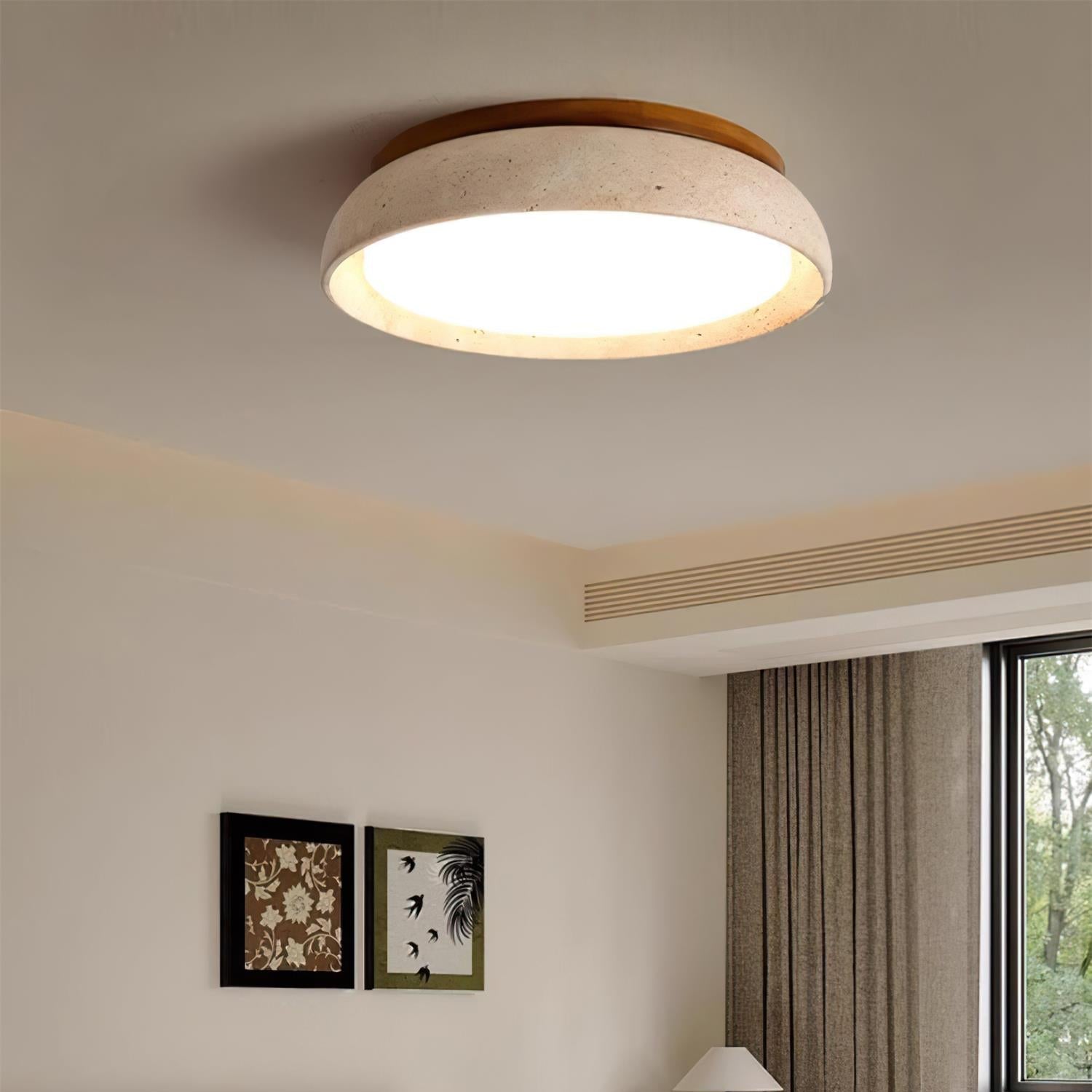 Travertine Flush Mount Ceiling Light Fixture – Modern Stone Ceiling Light