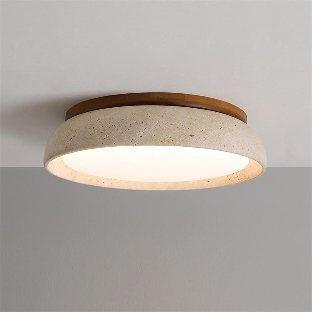 Travertine Flush Mount Ceiling Light Fixture – Modern Stone Ceiling Light