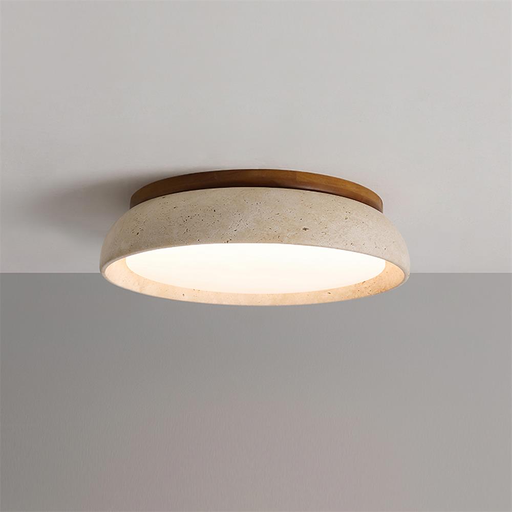Travertine Flush Mount Ceiling Light Fixture – Modern Stone Ceiling Light
