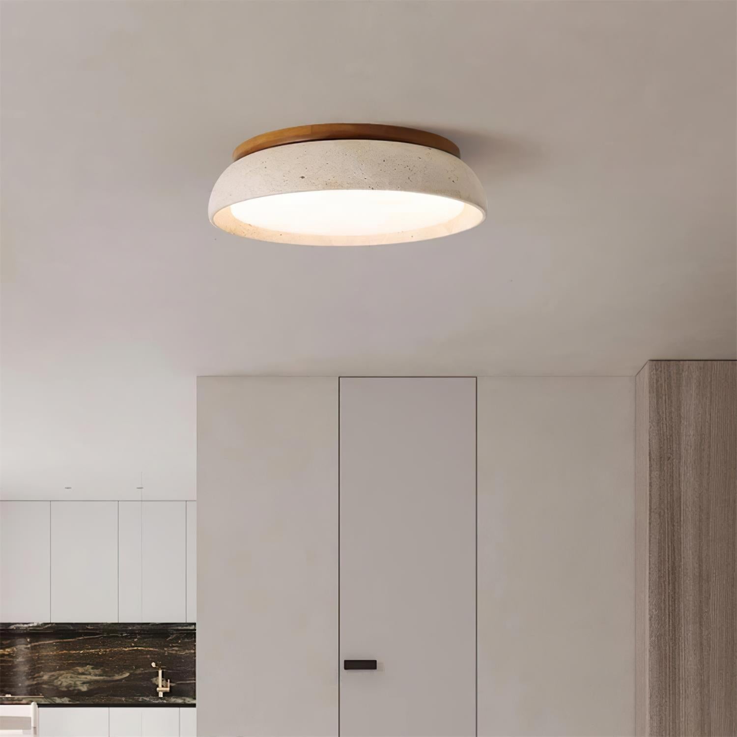 Travertine Flush Mount Ceiling Light Fixture – Modern Stone Ceiling Light