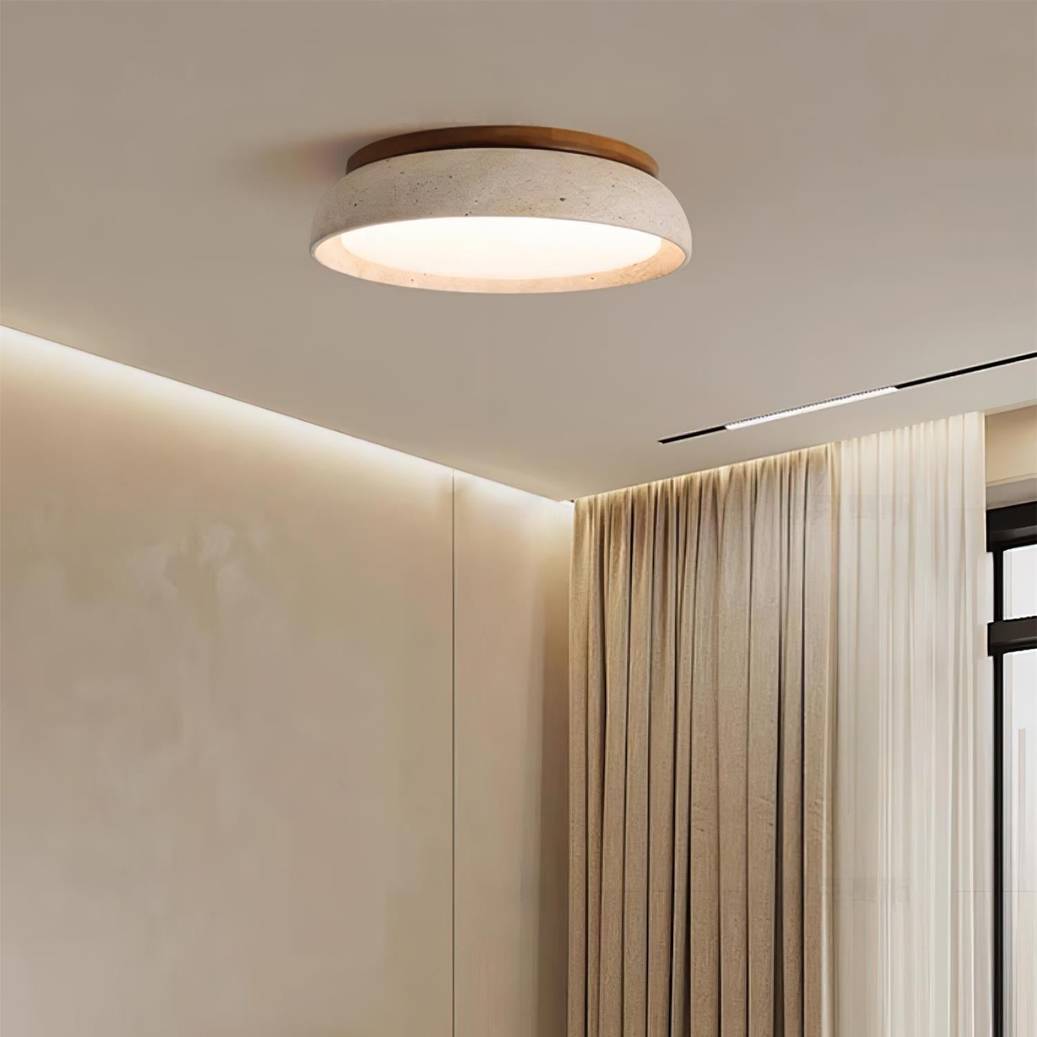 Travertine Flush Mount Ceiling Light Fixture – Modern Stone Ceiling Light