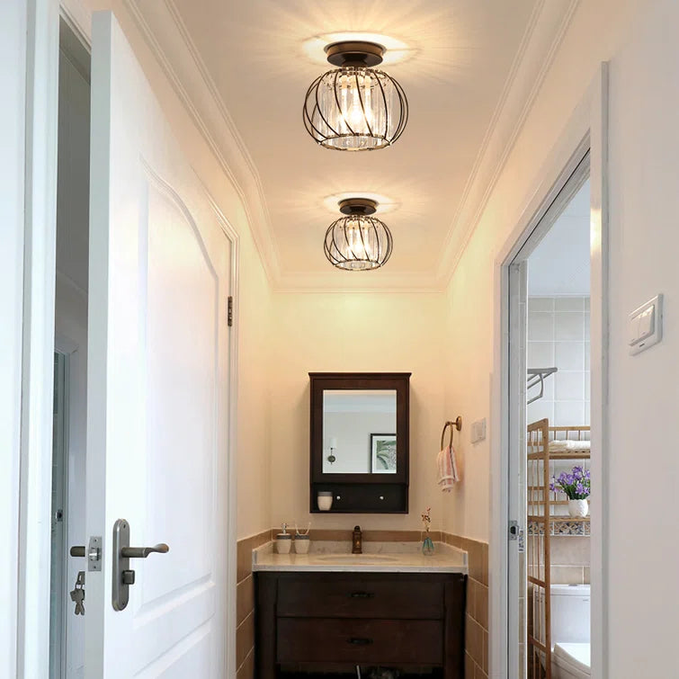 Semi-Flush Mount Ceiling Light Fixture – Modern Black Glass Ceiling Light