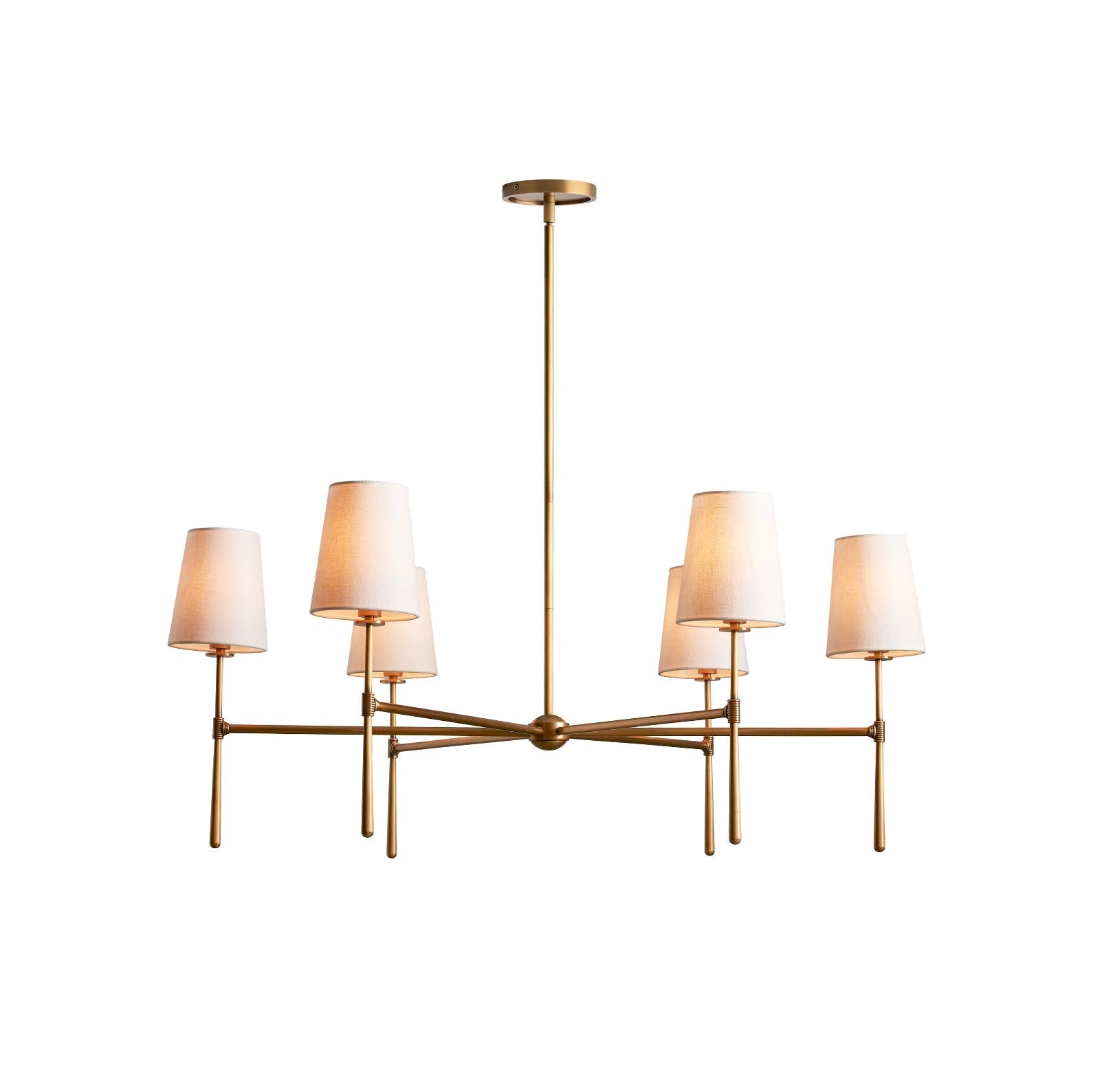 Chandelier Light Fixture – Mid-Century Modern Chandelier with Fabric Shades, 4-Light / 6-Light