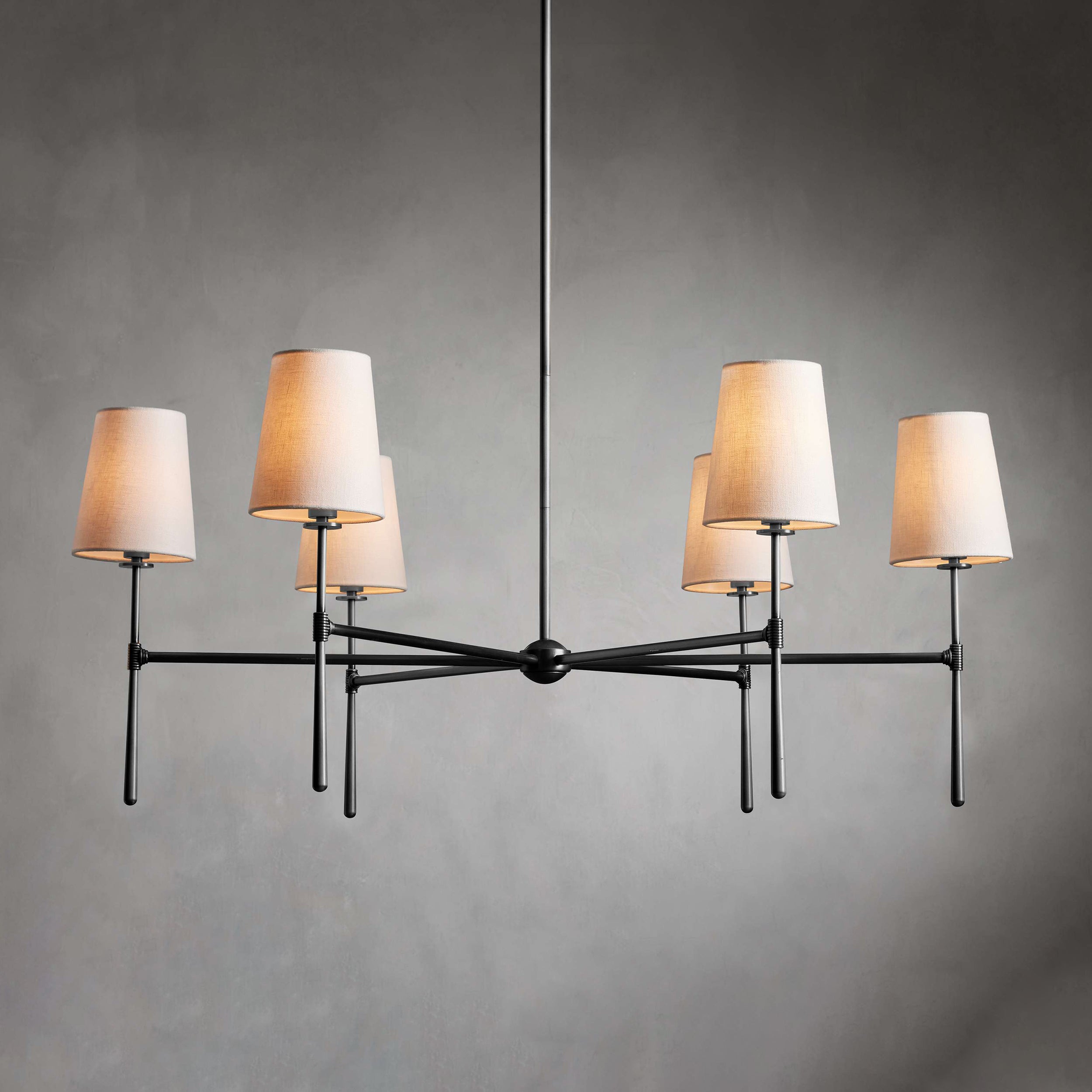 Chandelier Light Fixture – Mid-Century Modern Chandelier with Fabric Shades, 4-Light / 6-Light