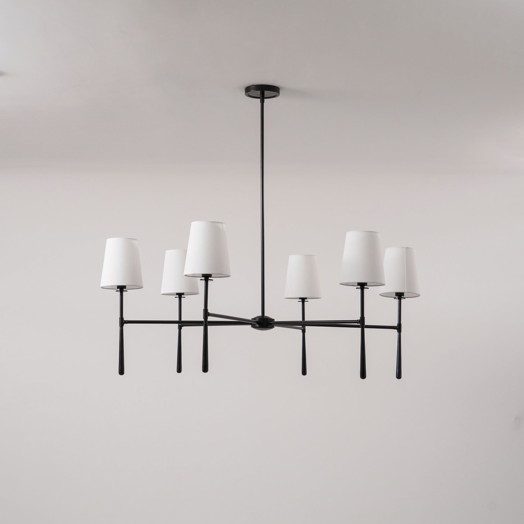Chandelier Light Fixture – Mid-Century Modern Chandelier with Fabric Shades, 4-Light / 6-Light
