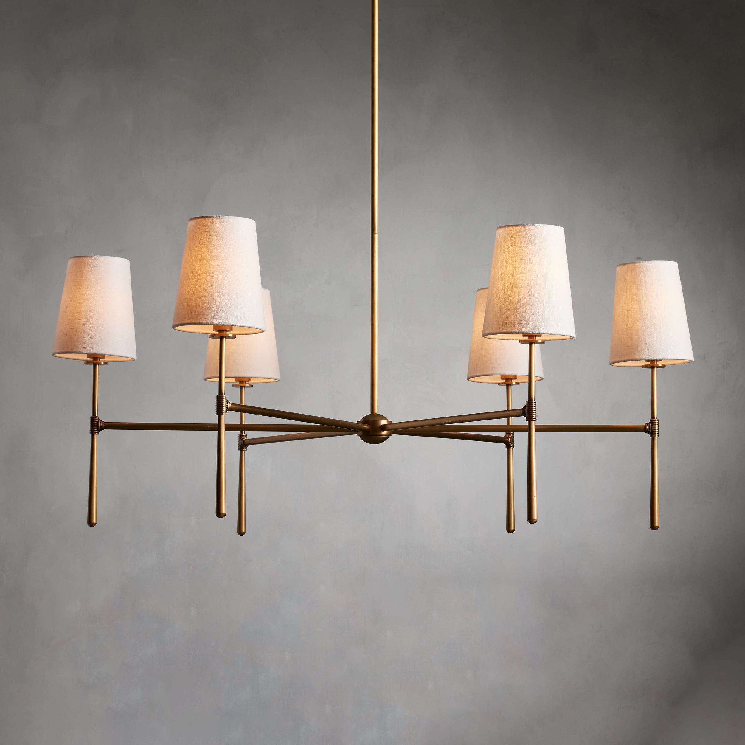 Chandelier Light Fixture – Mid-Century Modern Chandelier with Fabric Shades, 4-Light / 6-Light