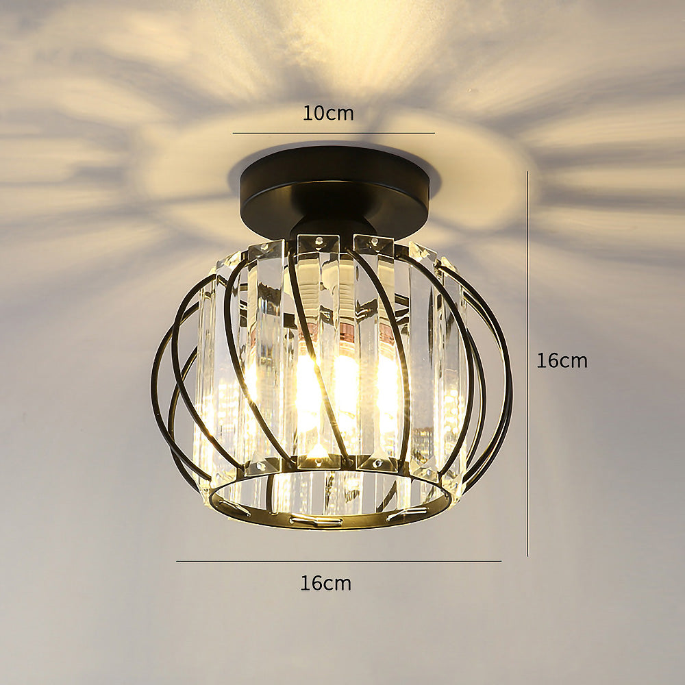 Semi-Flush Mount Ceiling Light Fixture – Modern Black Glass Ceiling Light