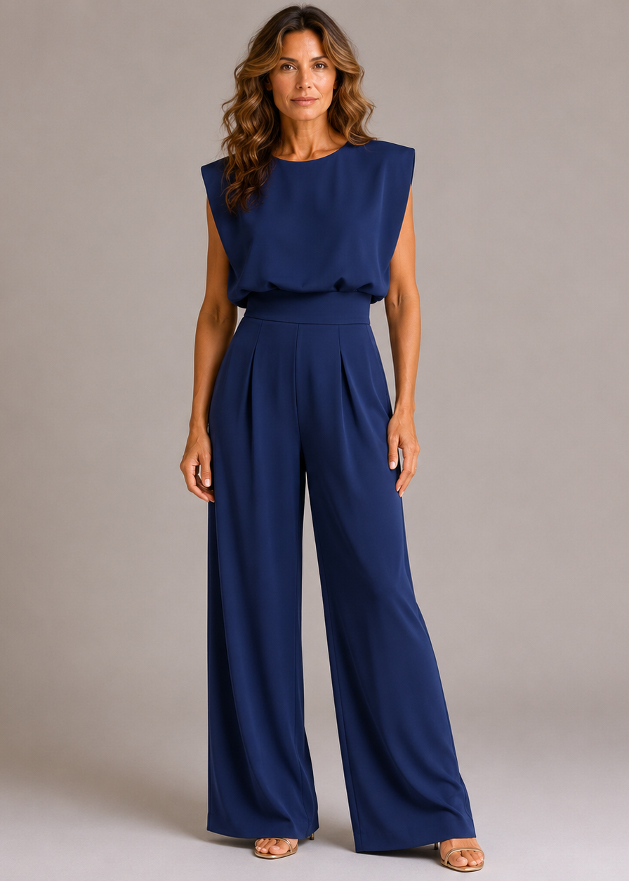 Sleeveless Blouson Wide-Leg Summer Jumpsuit