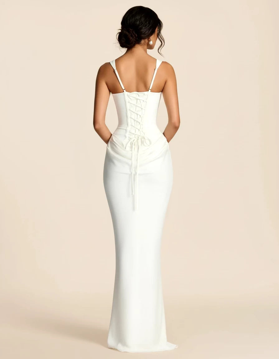 Strapless Corset Mermaid Midi Wedding Guest Dress