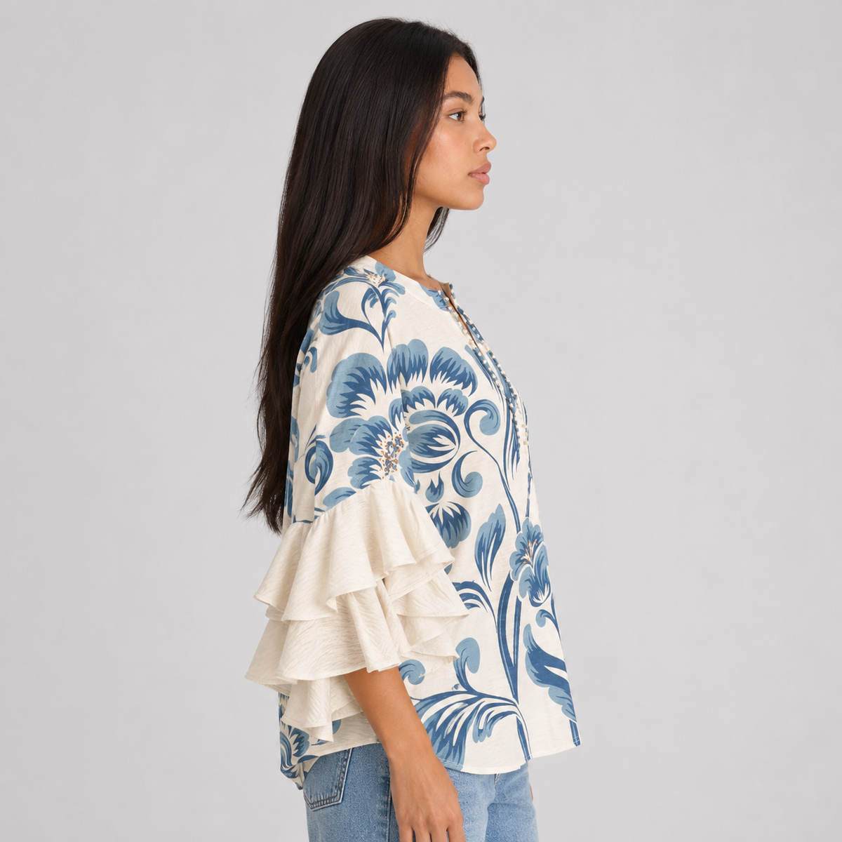 Striped V-Neck Blouse – Elegant Warm-Weather Look