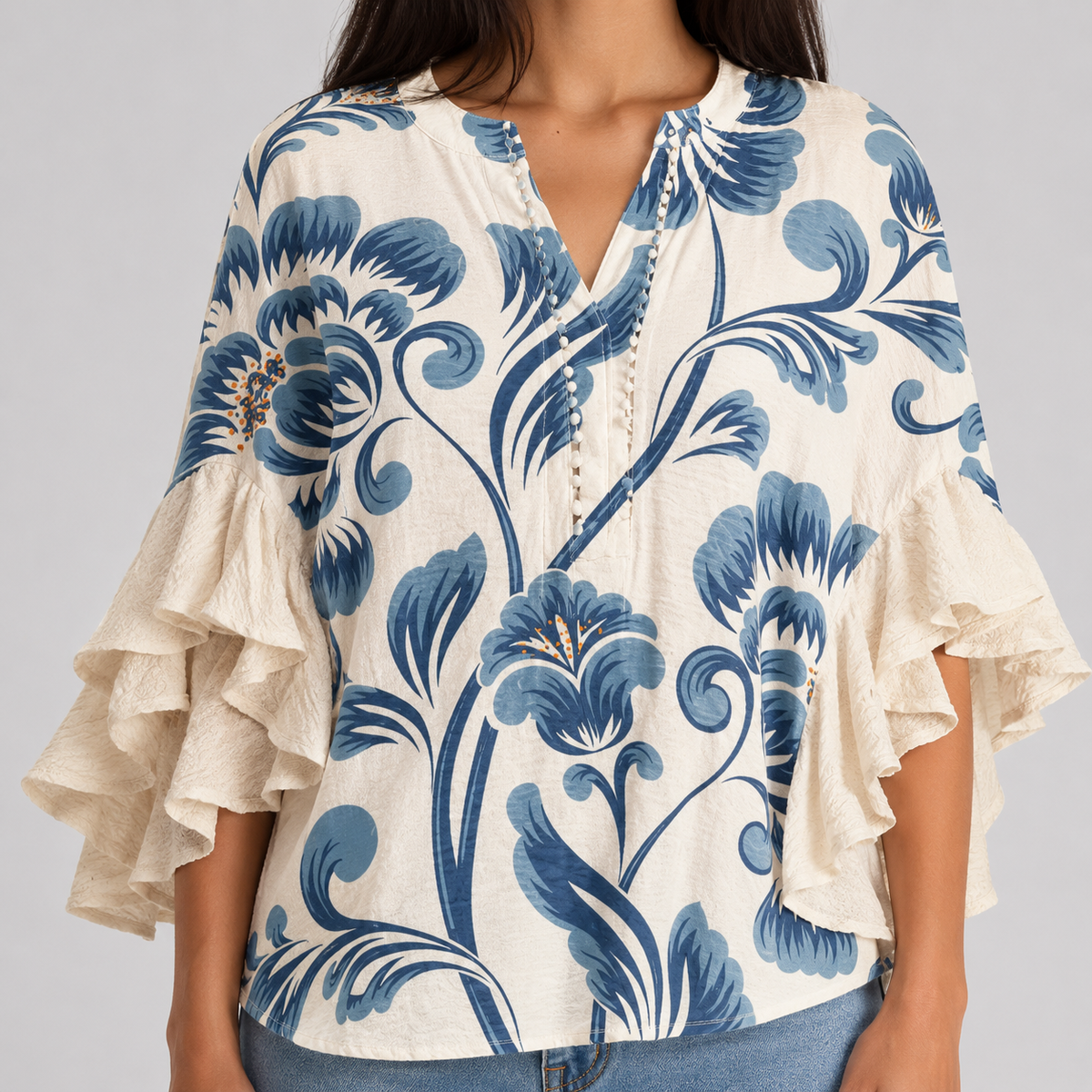 Striped V-Neck Blouse – Elegant Warm-Weather Look