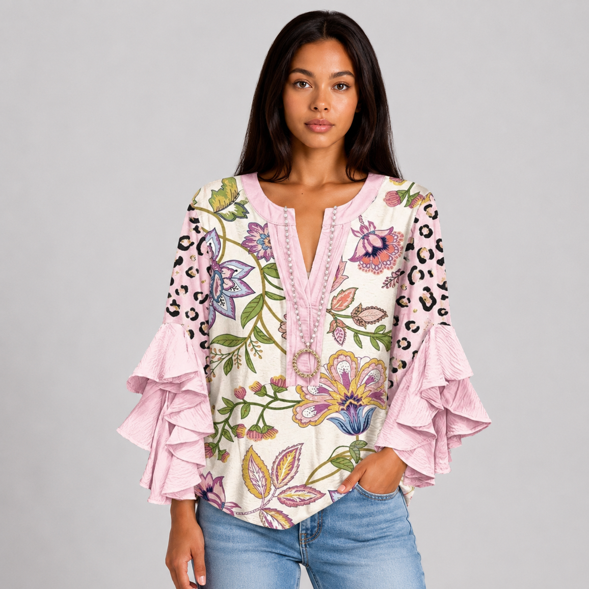 Striped V-Neck Blouse – Elegant Warm-Weather Look