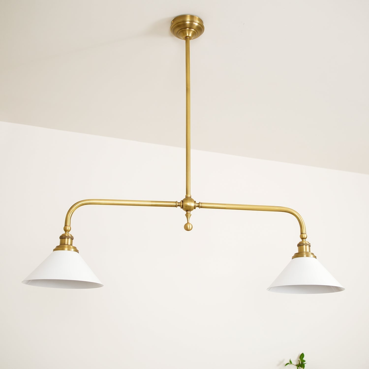 Vintage 2-Light Kitchen Island Pendant Light – Brass Linear Ceiling Light