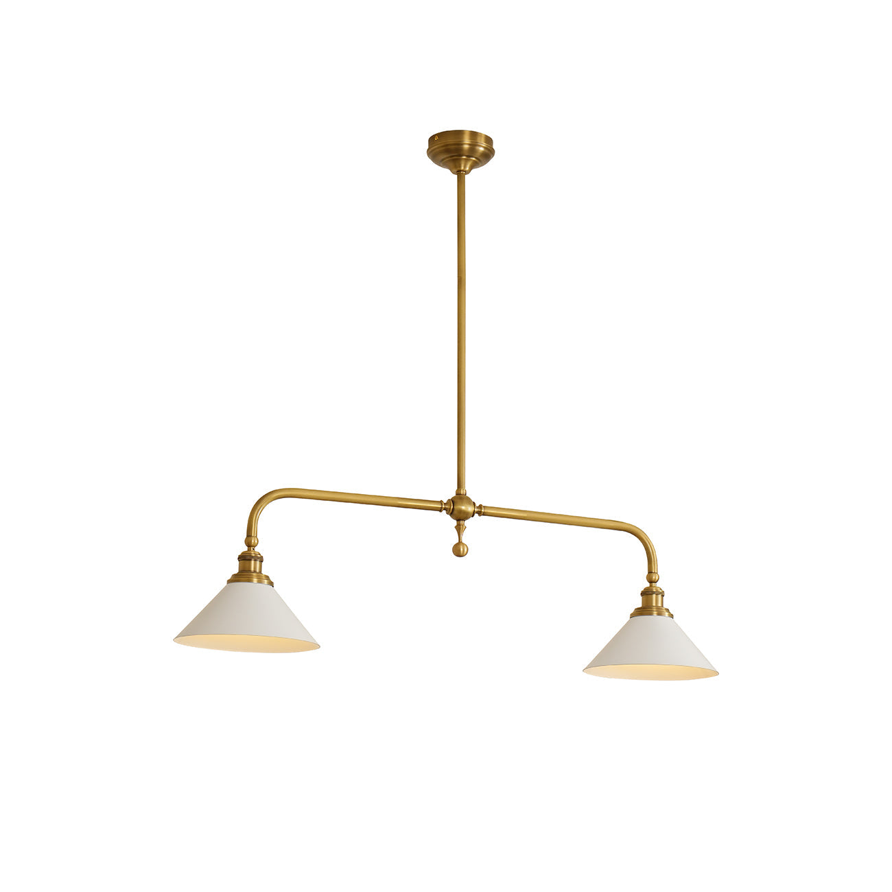 Vintage 2-Light Kitchen Island Pendant Light – Brass Linear Ceiling Light