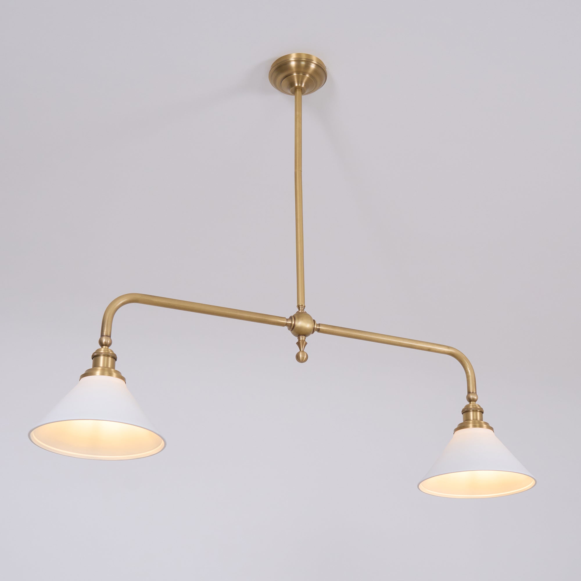Vintage 2-Light Kitchen Island Pendant Light – Brass Linear Ceiling Light