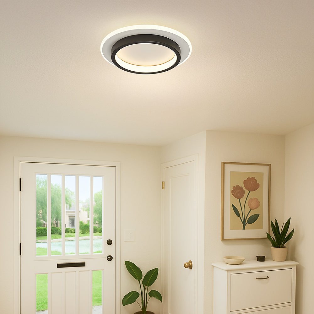 Modern LED Flush Mount Ceiling Light Fixture – Round Halo Ceiling Light
