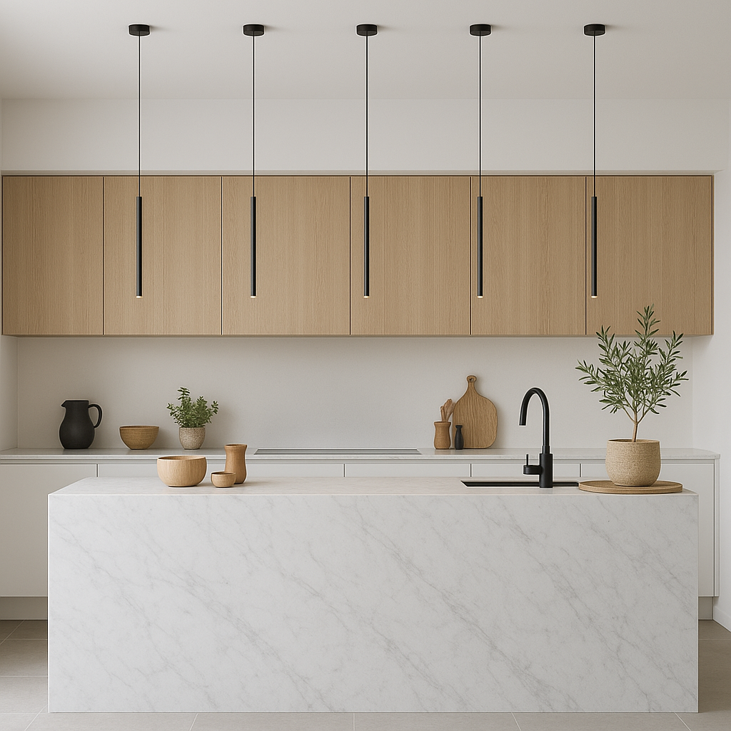 Black Bedside Pendant Light Fixture – Modern Tube Hanging Ceiling Light