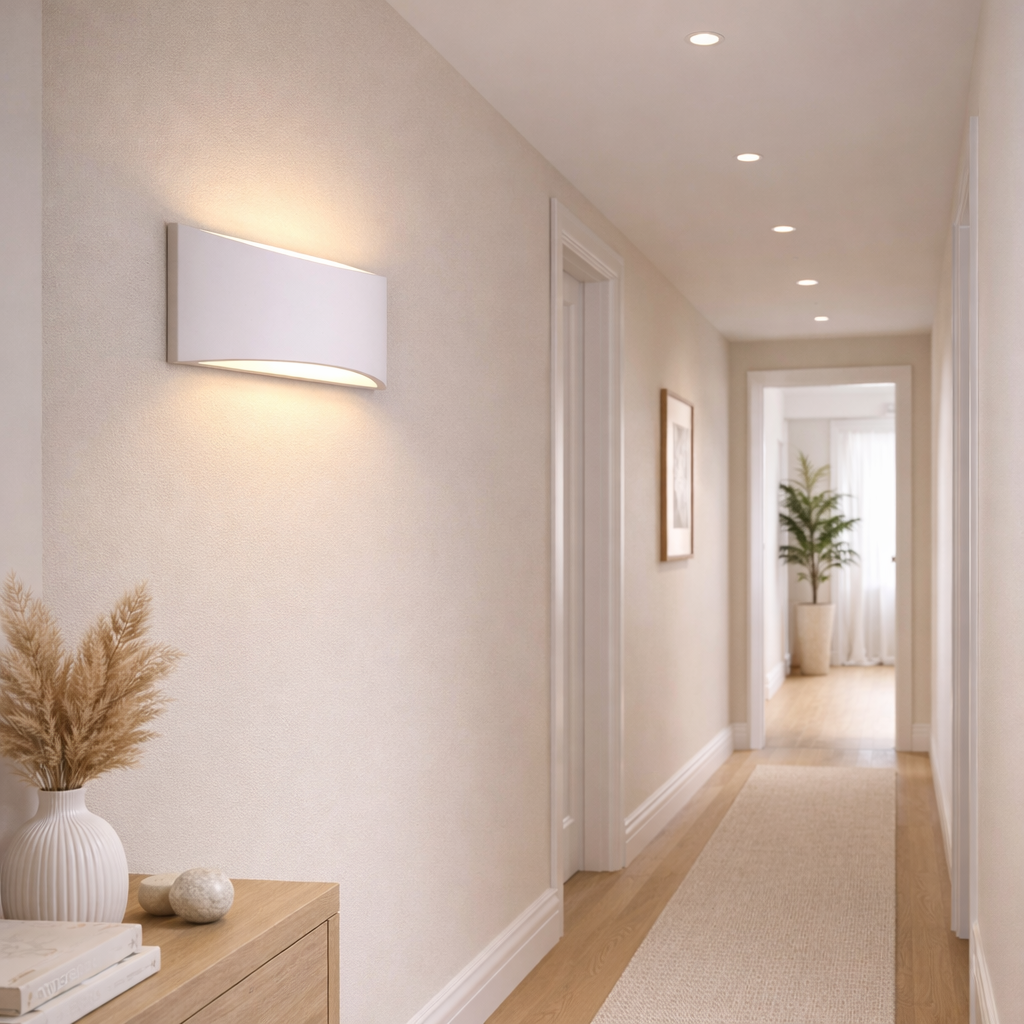 Large Plaster Wall Sconce – Modern Paintable Up & Down Wall Light Fixture