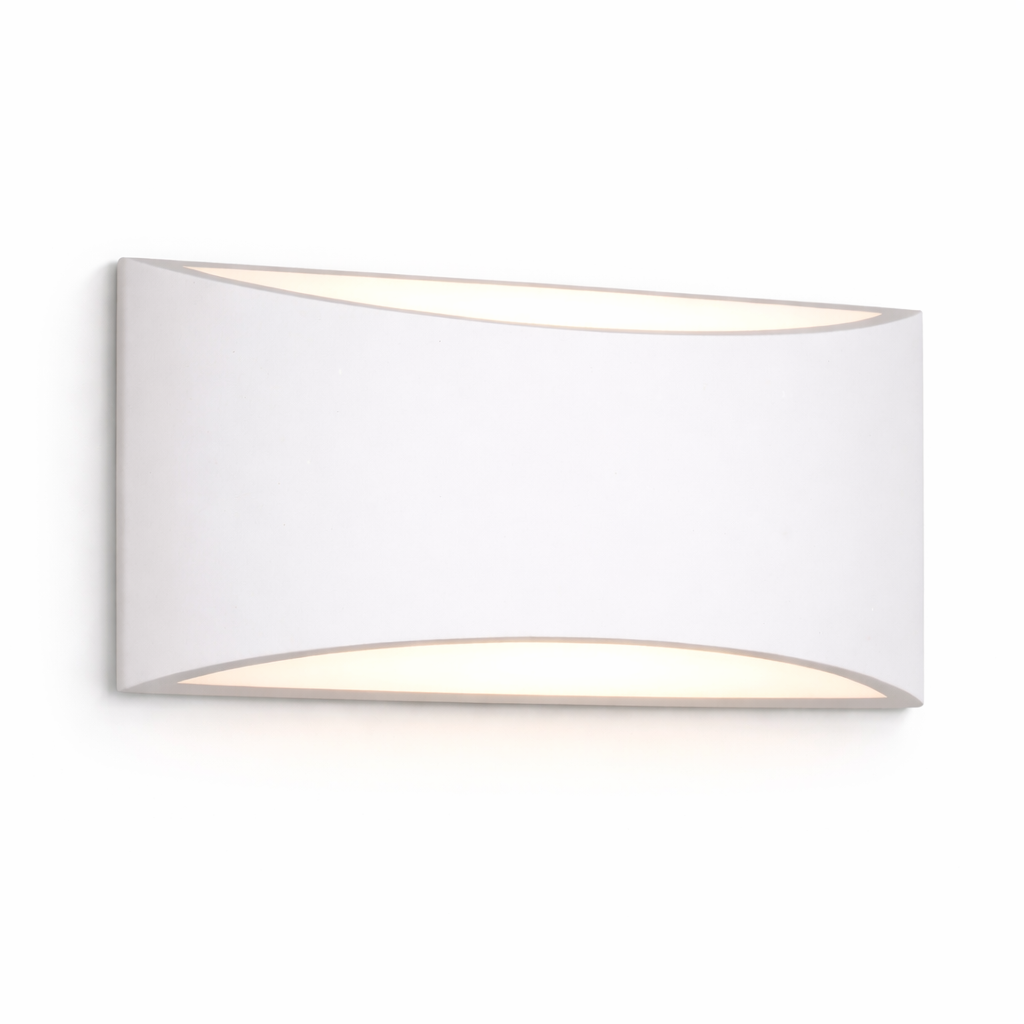Large Plaster Wall Sconce – Modern Paintable Up & Down Wall Light Fixture